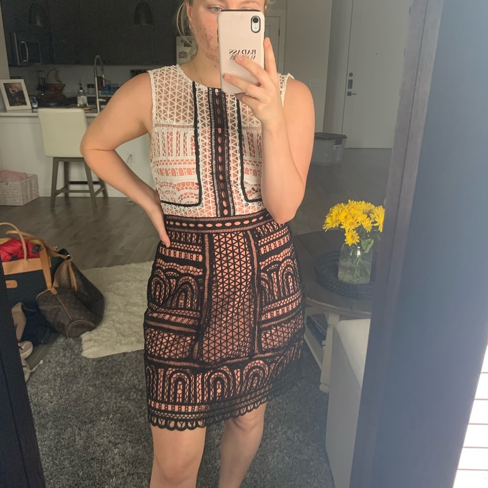 Gianni Bini White, Black, + Punk Multicolor Dress